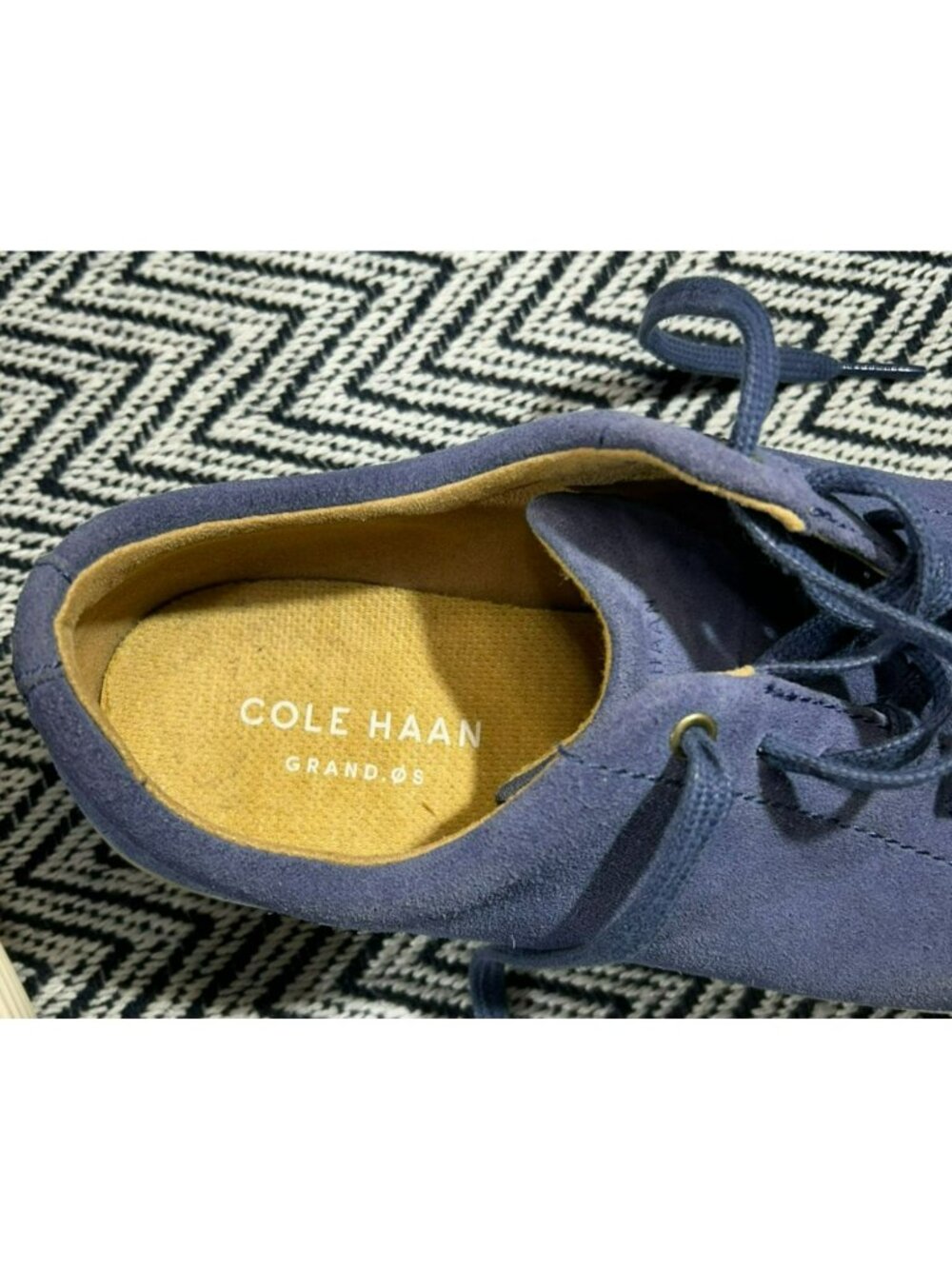 Cole Haan Womens Sneakers Blue Size 9.5 Suede Lace-Up Low-Top Pre-Owned - Picture 2 of 6